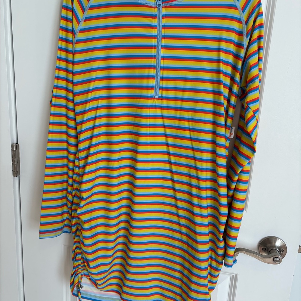 Women's Rainbow Stripe Long-Sleeve Swim Tunic